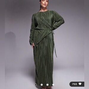 ASOS Curve Olive Long Sleeve Dress